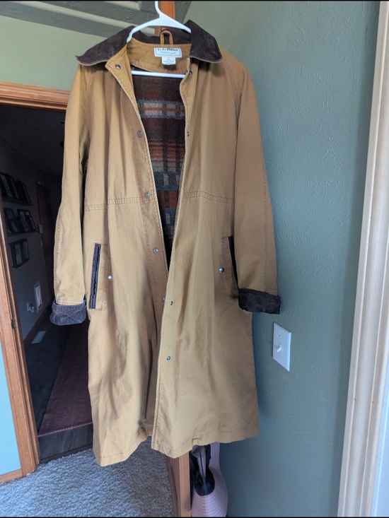 L.L. Bean Jackets & Blazers - L.L. Bean Women's Tan Trench Coat with Dark Brown Corduroy Trim